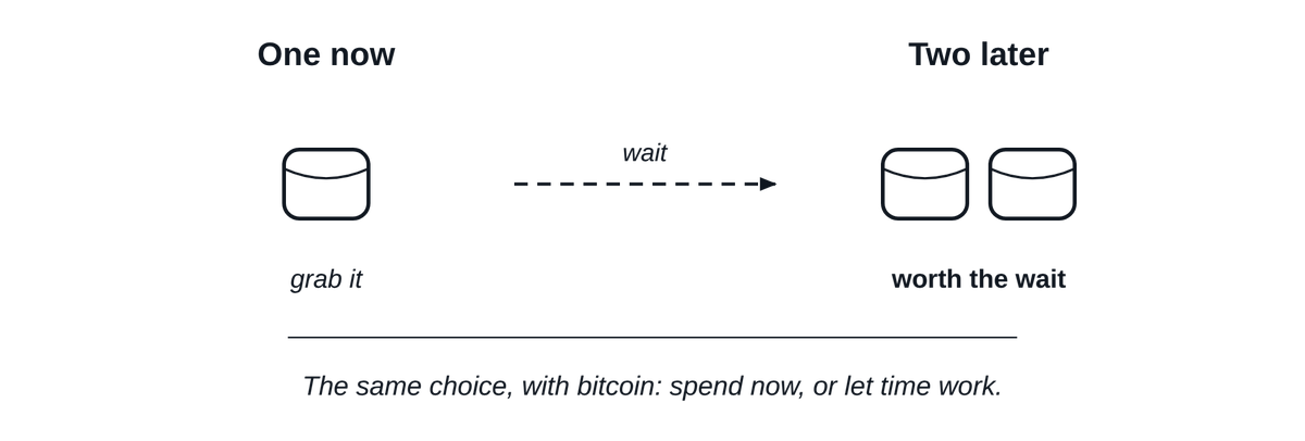 One now or two later: the choice to spend today or let time work